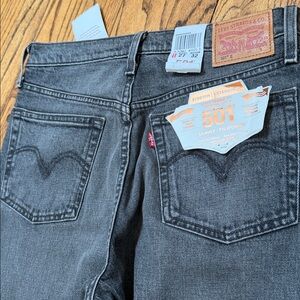 NWT Levi's sz 27 x 32 (long inseam) 501 Skinny Jeans black charcoal button fly